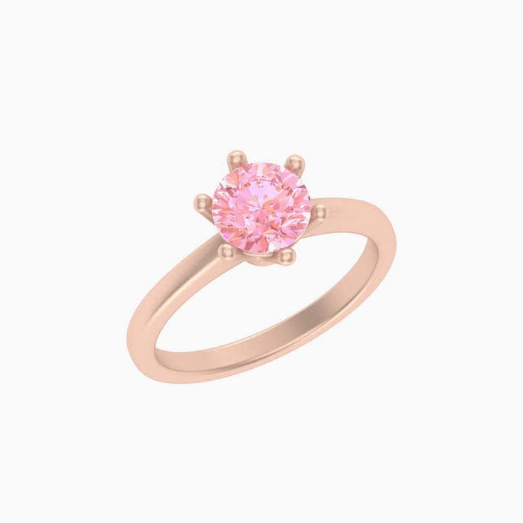 Classic round lab pink diamond engagement ring