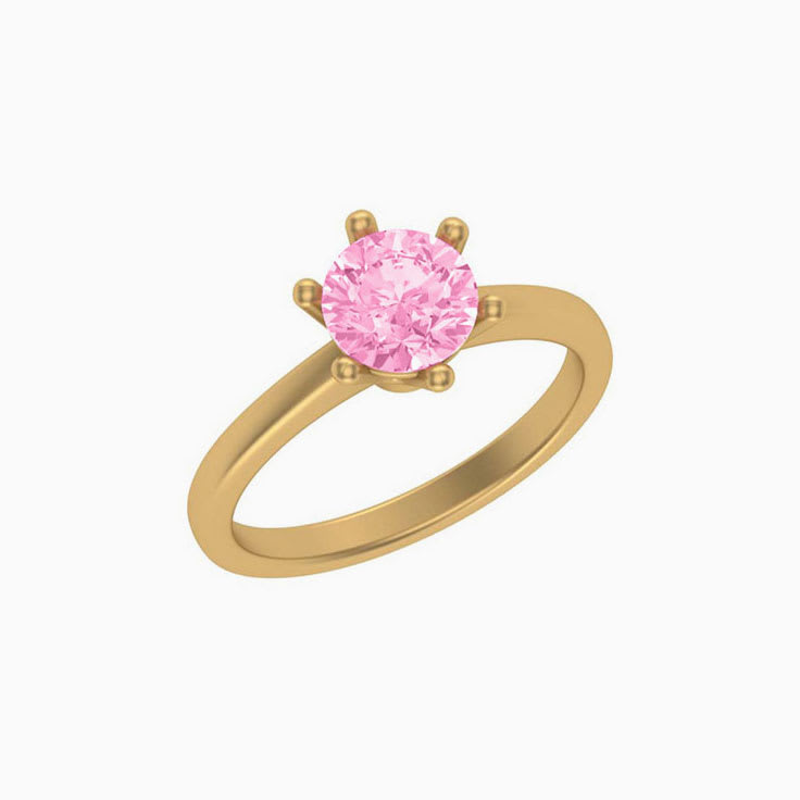 Classic round lab pink diamond engagement ring