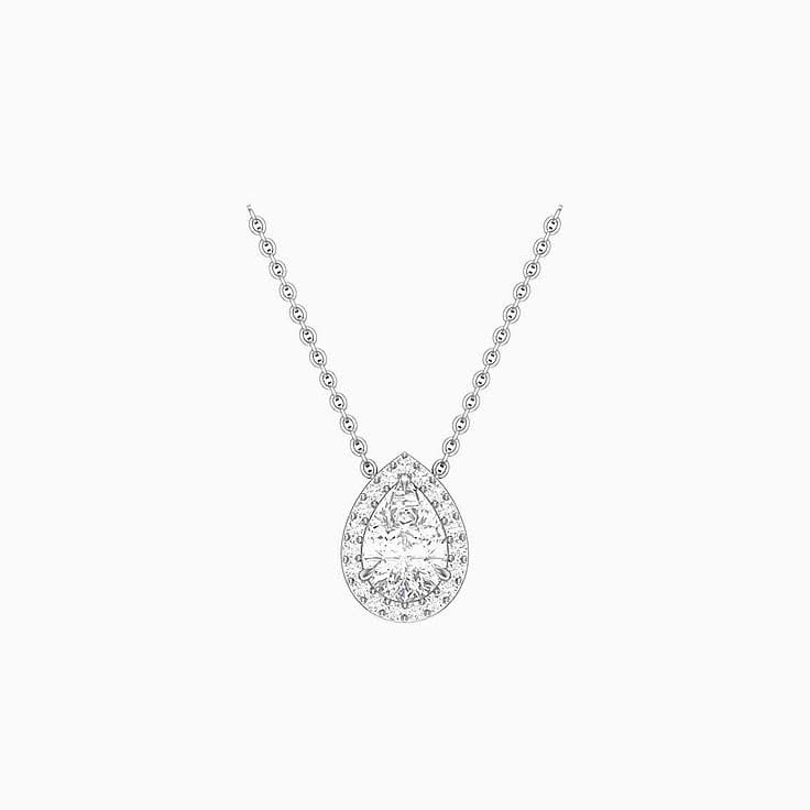 Half carat Classic pear halo diamond necklace