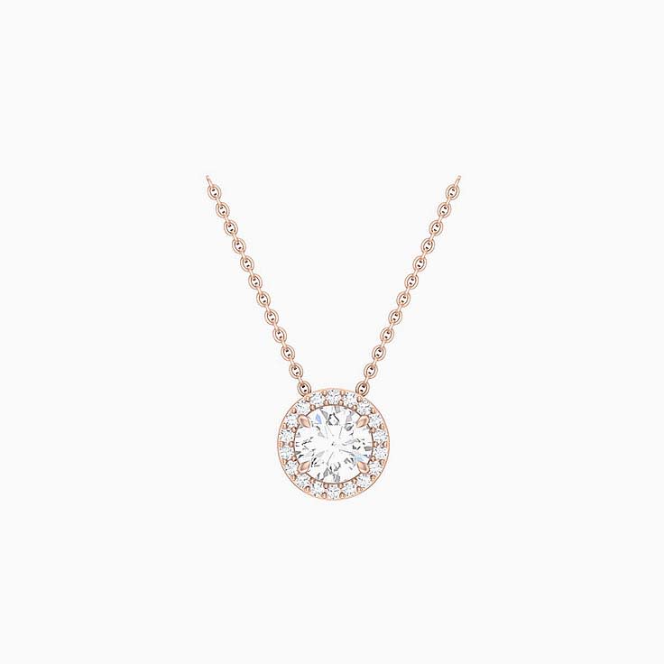 Half carat Classic round halo diamond necklace
