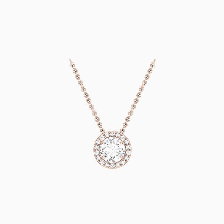 Half carat Classic round halo diamond necklace