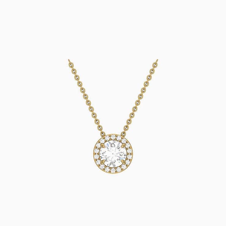 Half carat Classic round halo diamond necklace