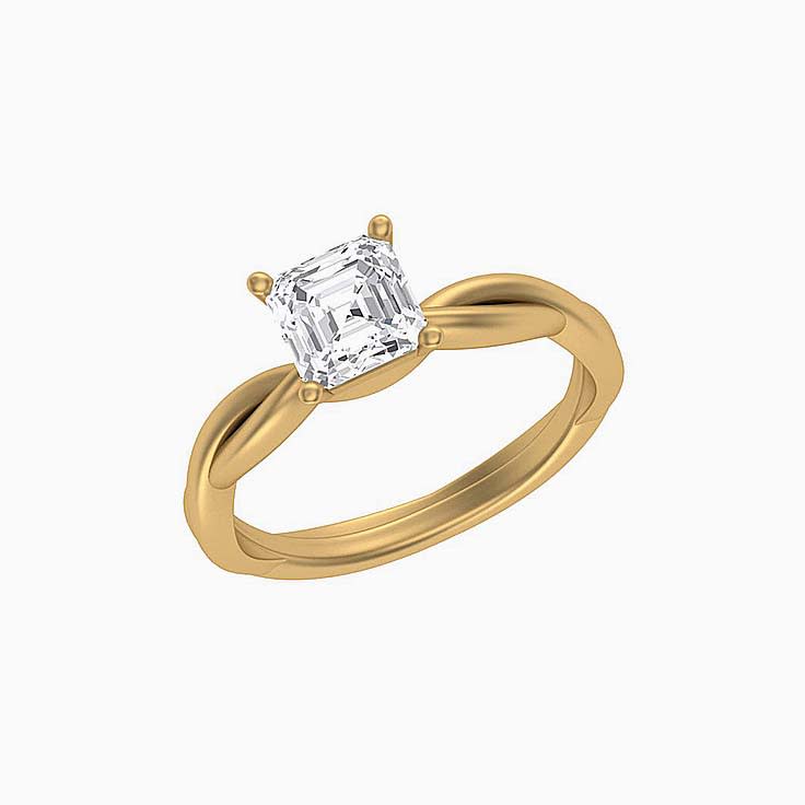 Twisted band with Asscher mossanite ring