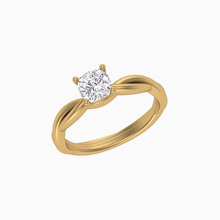 Twisted band with cushion mossanite ring