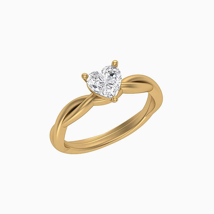 Twisted band with heart mossanite ring