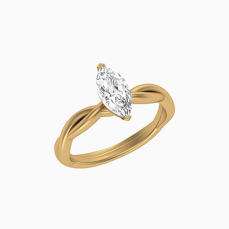 Twisted band with marquise mossanite ring