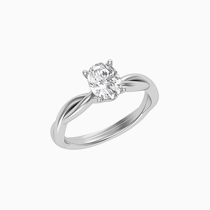 Twisted band with oval mossanite ring