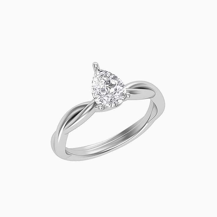 Twisted band with pear mossanite ring
