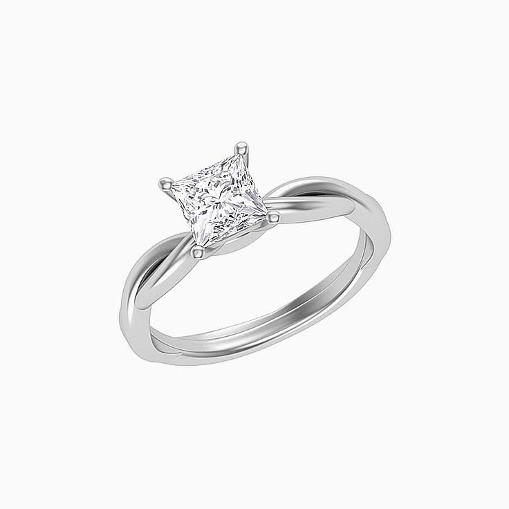 Twisted band with princess mossanite ring