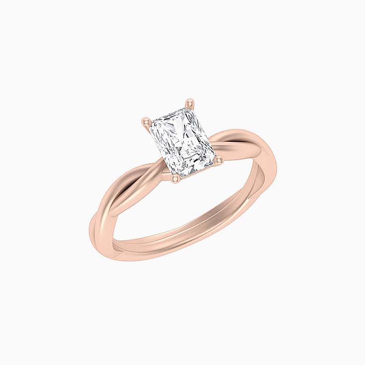 Twisted band with radiant mossanite ring