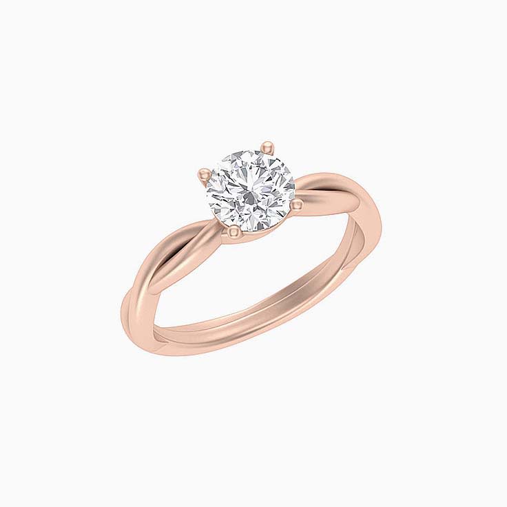 Twisted band with round mossanite ring