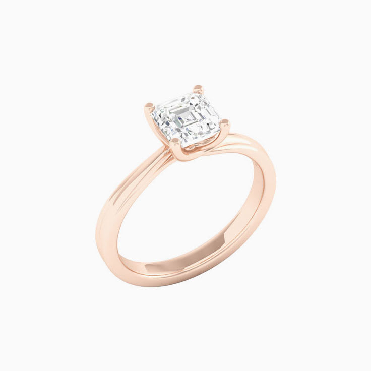 1 Carat Asscher Lab Diamond Engagement Ring
