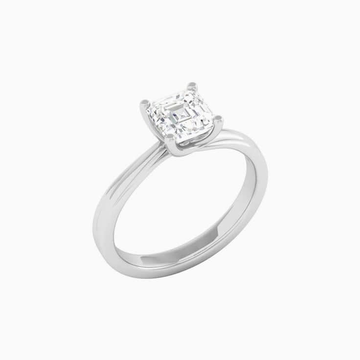 1 Carat Asscher Lab Diamond Engagement Ring