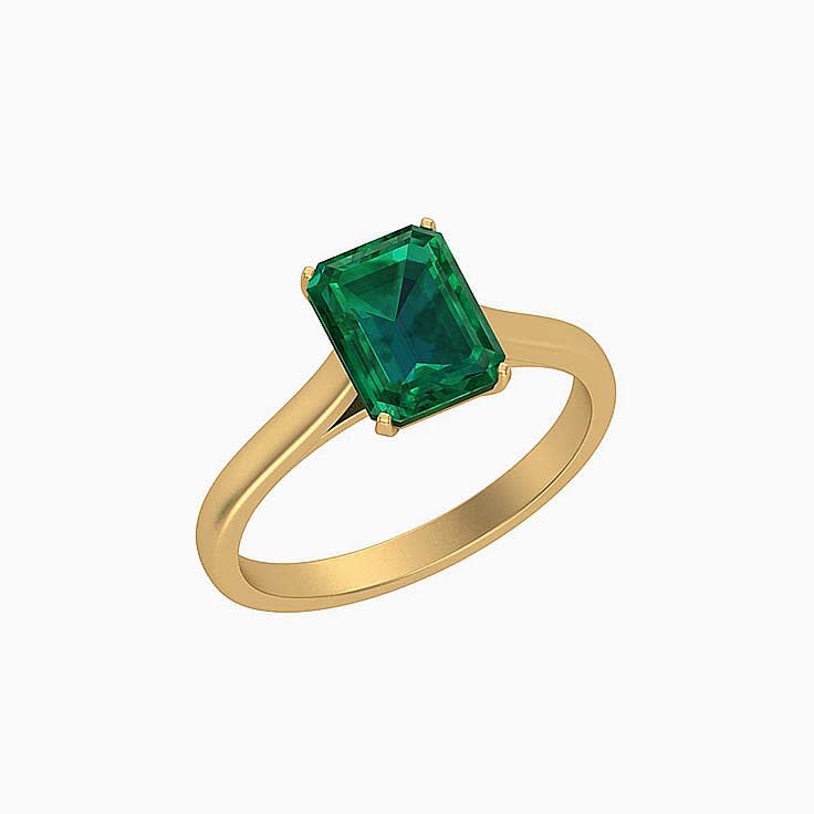 solitare green emerald engagement ring