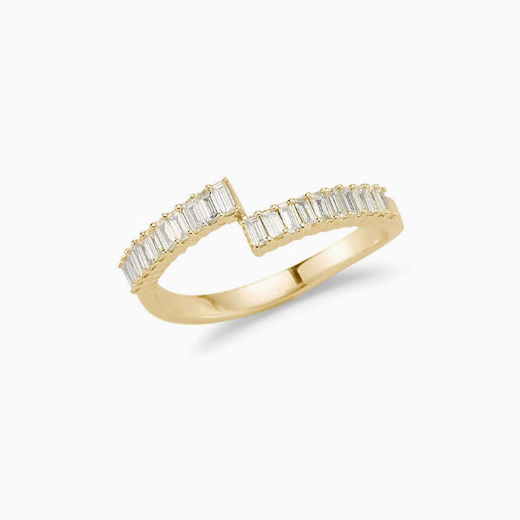 Baguette diamond cuff ring