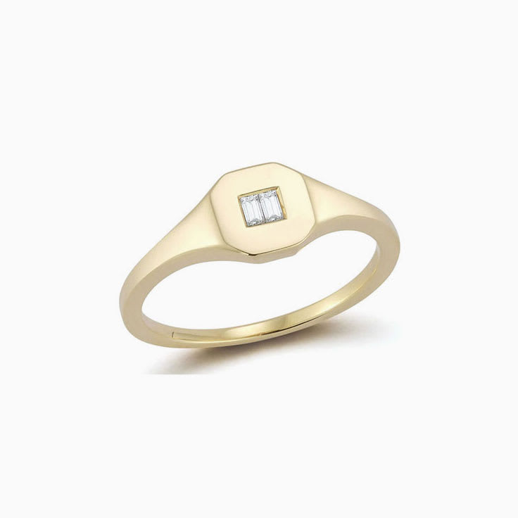 Baguette signet ring