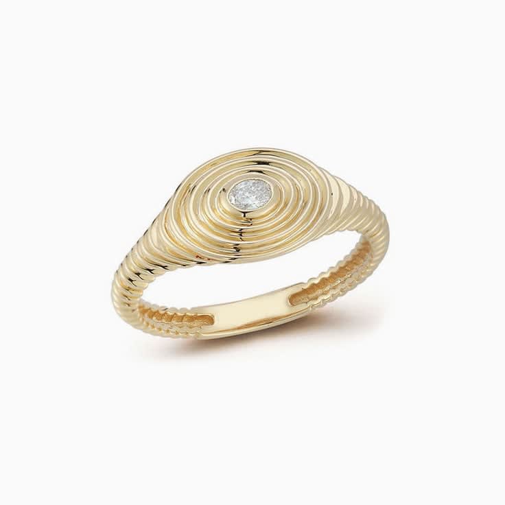 Unique Oval Signet Ring With Diamond
