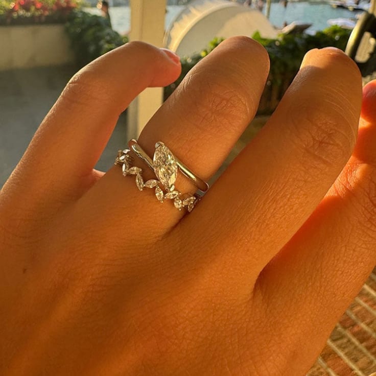 Unique solitaire marquise engagement ring
