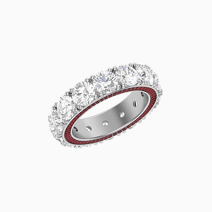 Lab round and garnet baguette eternity ring