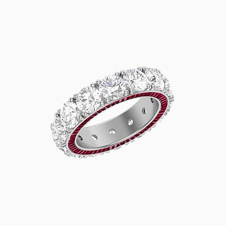 Lab round and Ruby baguette eternity ring