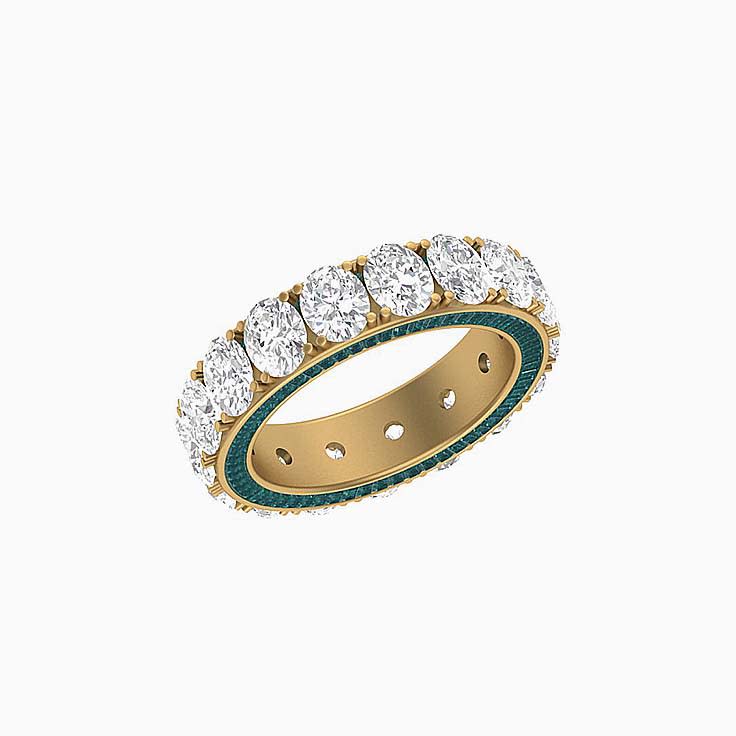 Lab oval and Alexendrite baguette diamond ring