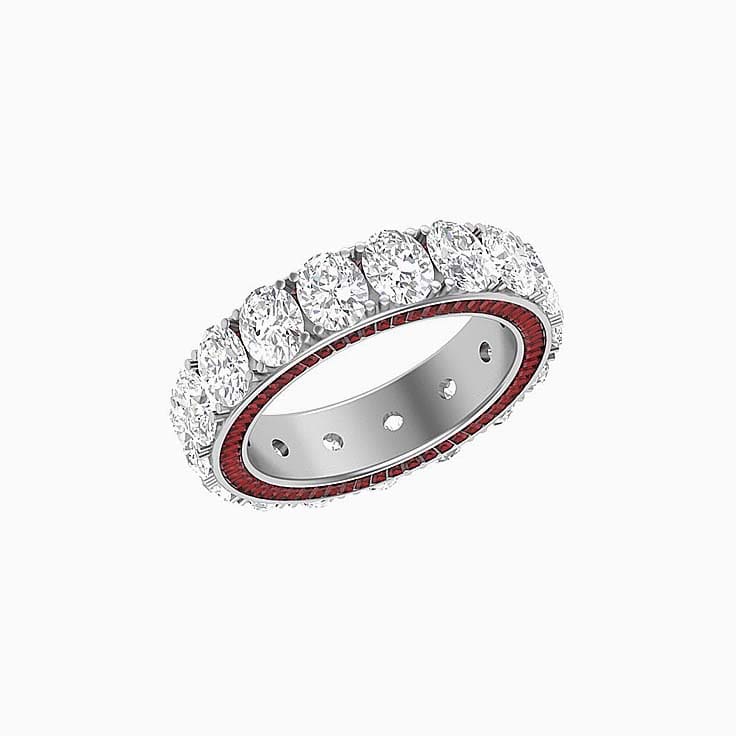 Lab oval and garnet baguette diamond ring