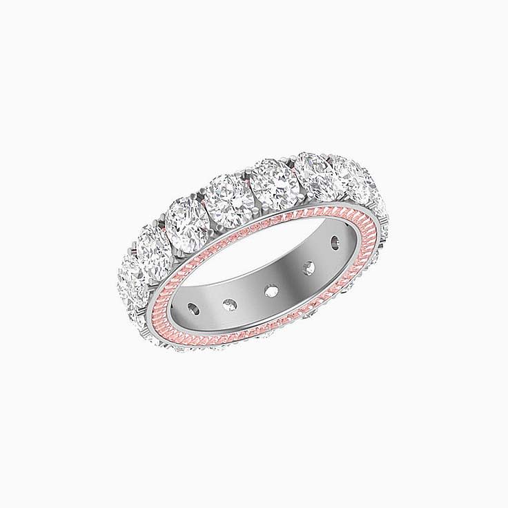 Lab oval and morganite baguette diamond ring