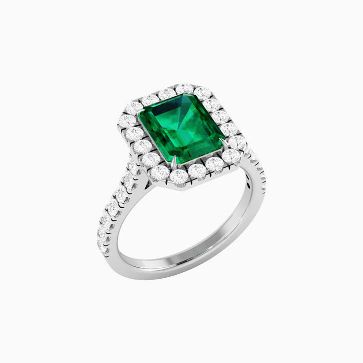 2 Carat Green Emerald Halo Ring