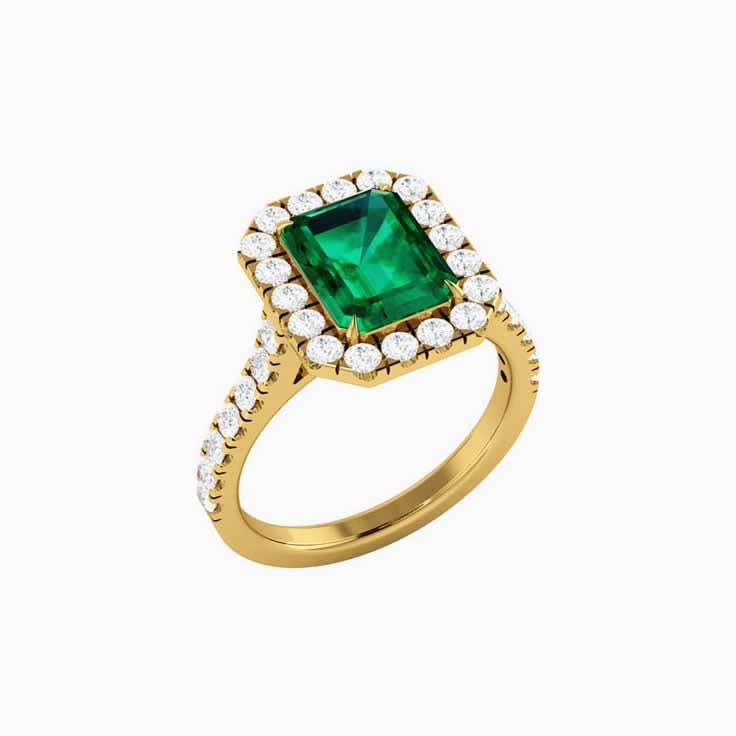 2 Carat Green Emerald Halo Ring