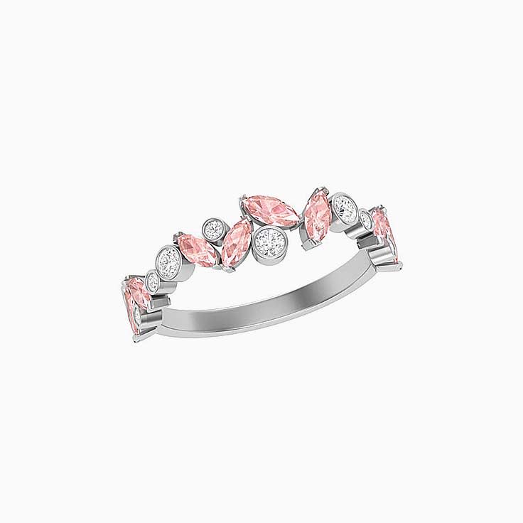 Morganite with white diamond wedding ring