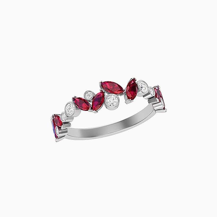 Ruby with white diamond wedding ring