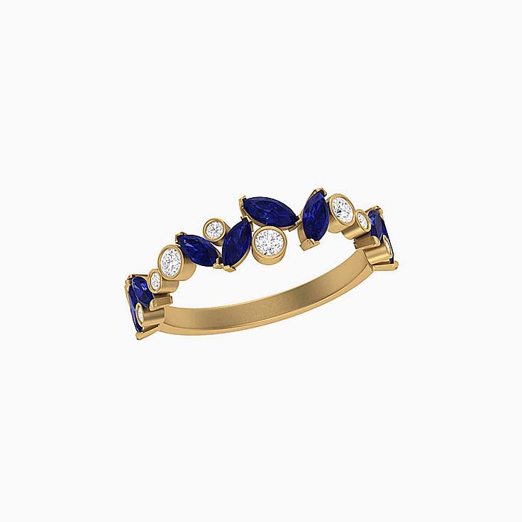 Tanzanite with white diamond wedding ring