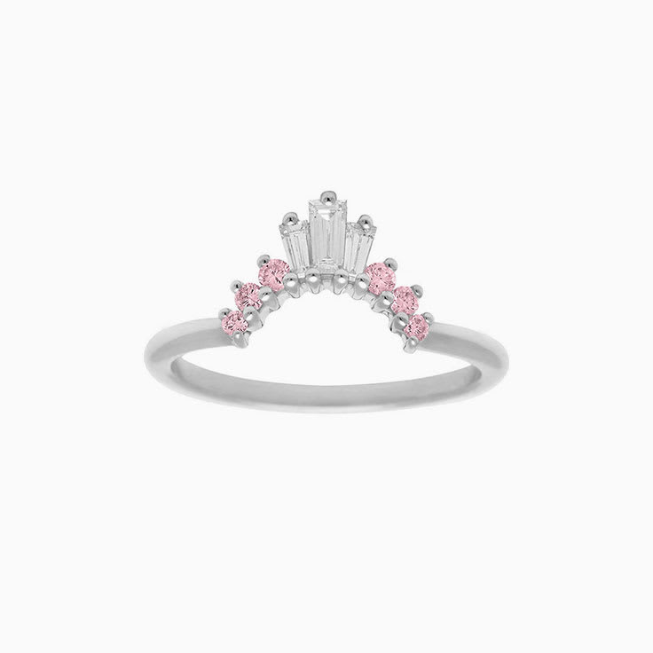 Baguette Pink Lab Grown Fitted band