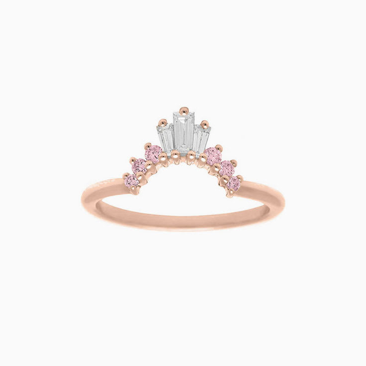 Baguette Pink Lab Grown Fitted band