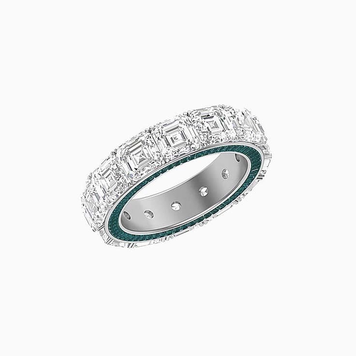 Lab asscher and Alexendrite baguette diamond ring