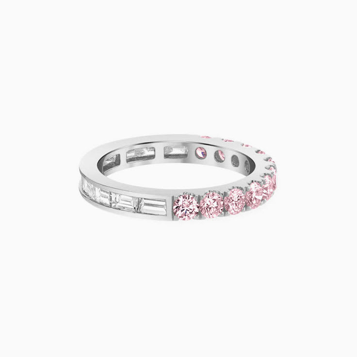 Half Round Pink Lab baguette ring