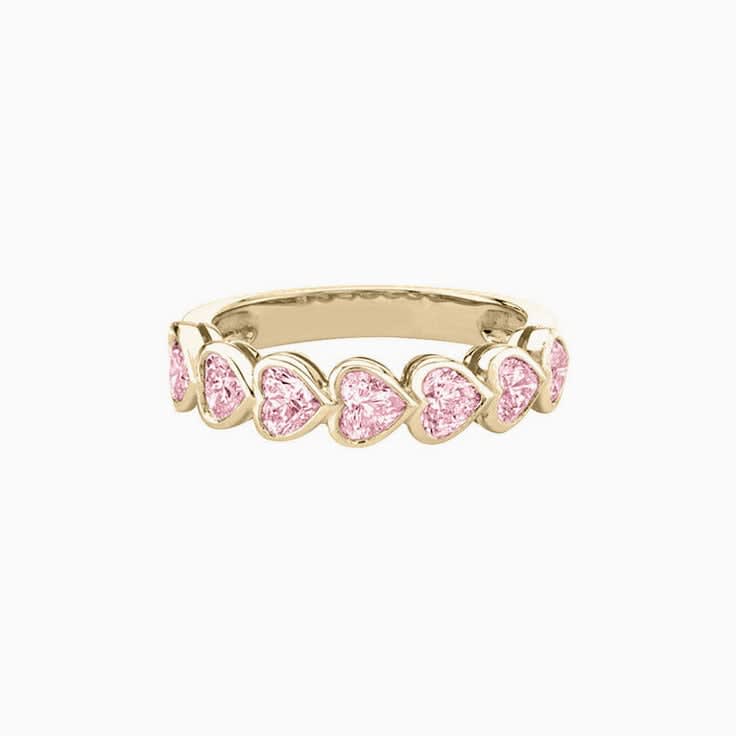 Heart Pink Lab diamond band
