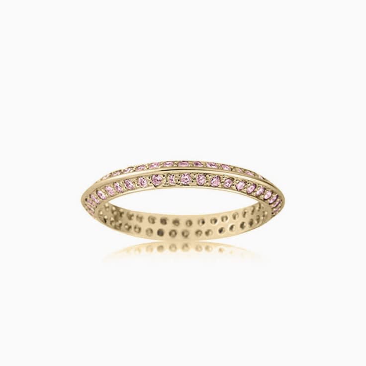 Knife edge Pink Lab diamond wedding ring