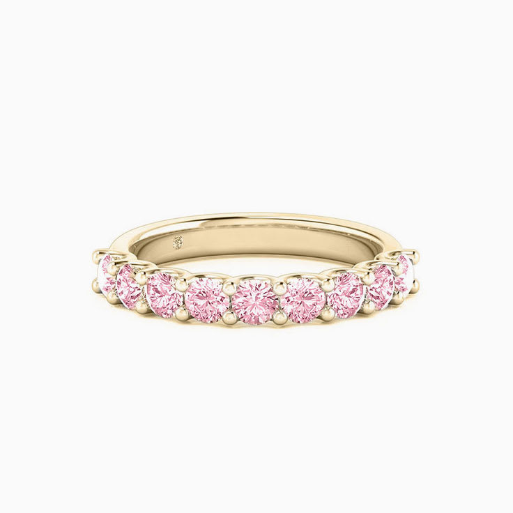 Pink Lab Round diamond u setting wedding ring