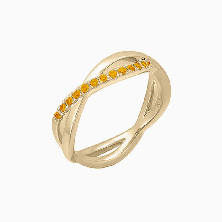 Citrine Crossover Ladies diamond ring