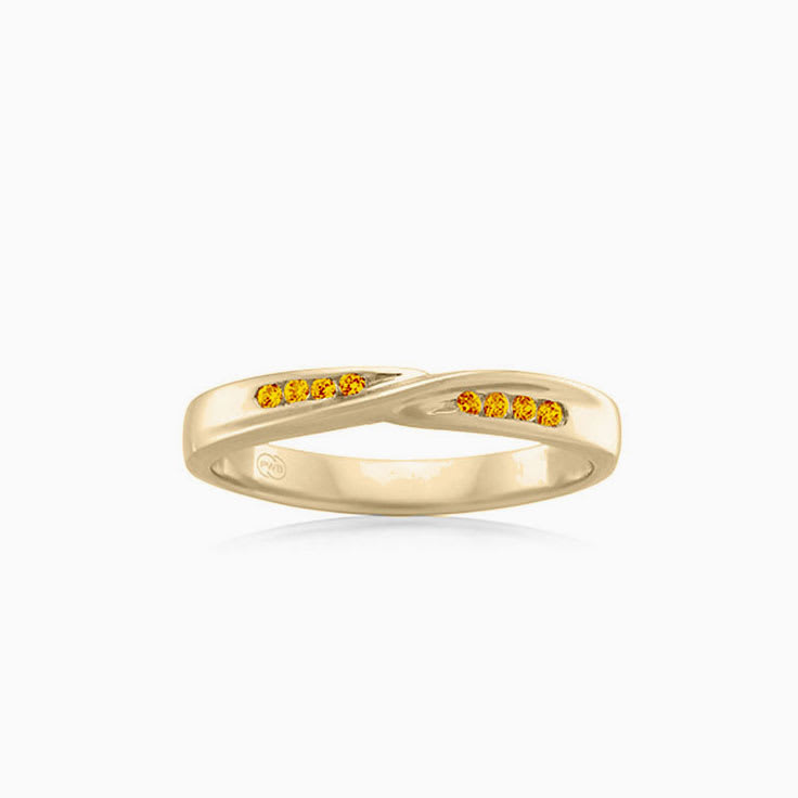 Citrine Diamond twisted wedding ring