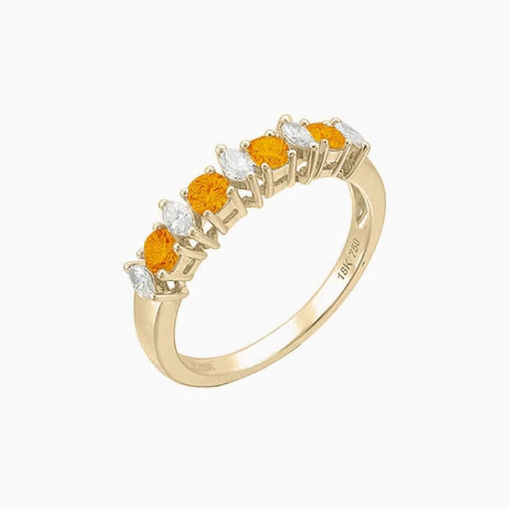 Citrine Marquise and Round wedding Ring