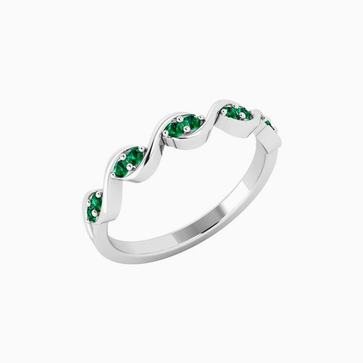 Twisted Green Emerald Wedding Ring