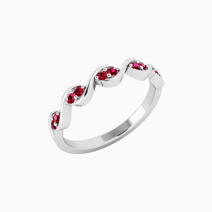 Twisted Red Ruby Wedding Ring