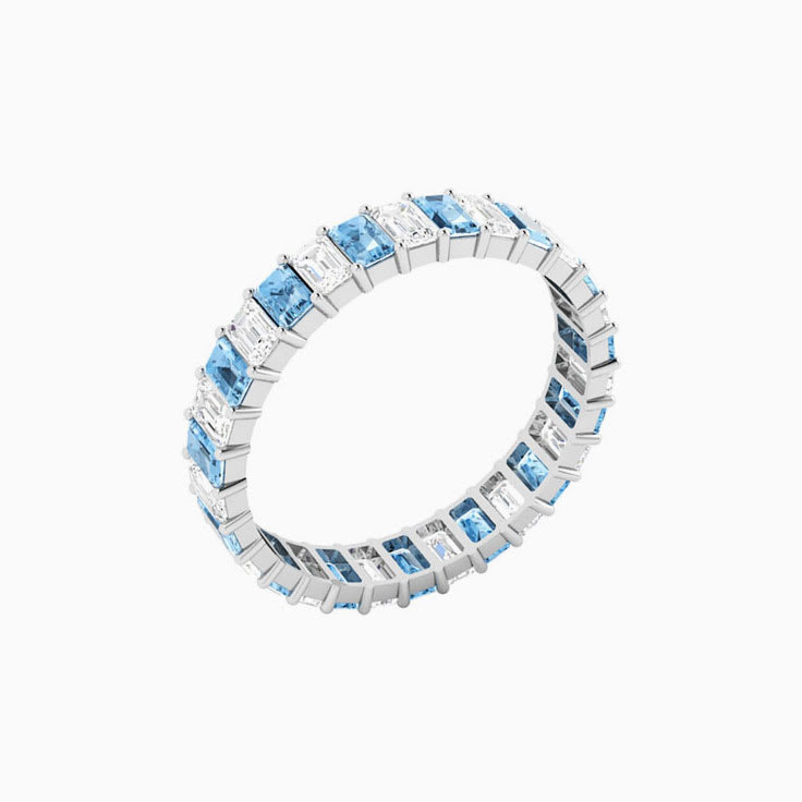 Aquamarine and Diamond Eternity Ring