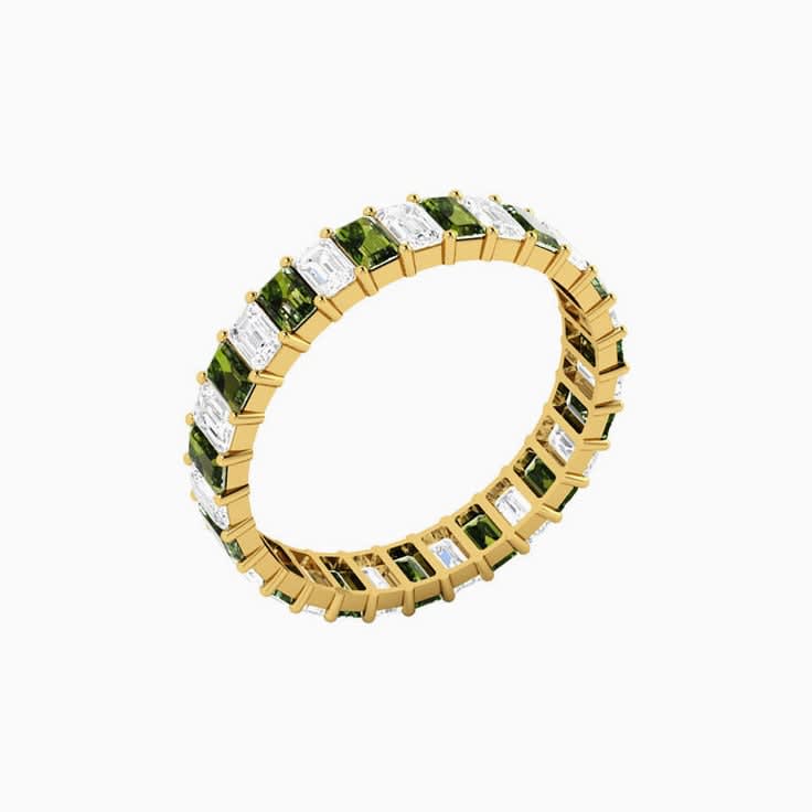 Green Sapphire and Diamond Eternity Ring