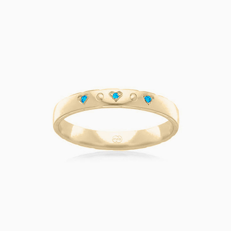 Swiss blue topaz Heart pattern diamond ring