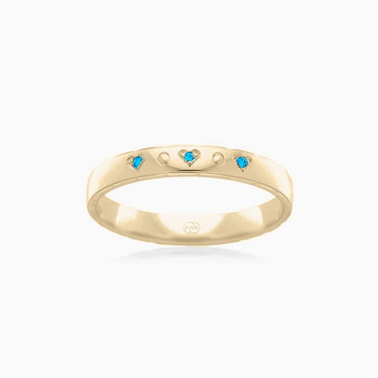 Swiss blue topaz Heart pattern diamond ring