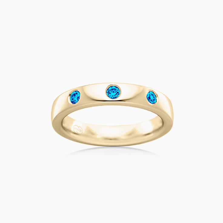 Swiss blue topaz diamond ring