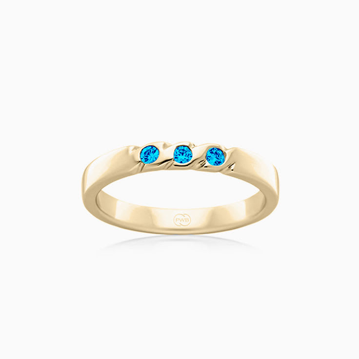 Swiss blue topaz Three stone twisted band